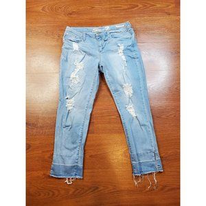 Seven7 Skinny Easy Fit Blue Jeans light wash Distressed Size 12 X 28
